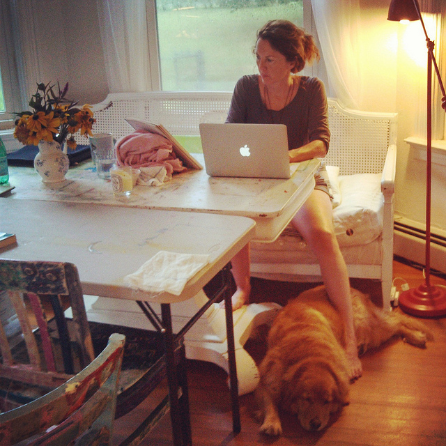 the author with her dog, Daisy, in 2013